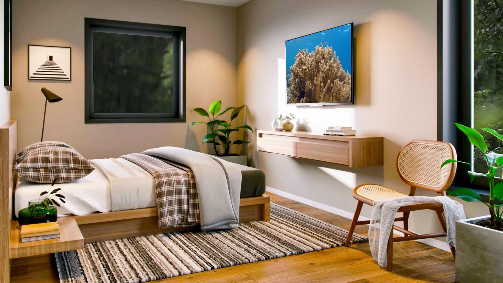 How can visually enlarge a small bedroom