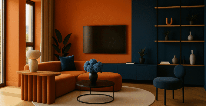 Color Clash or Design Dream? Terracotta and Slate Blue Living Rooms